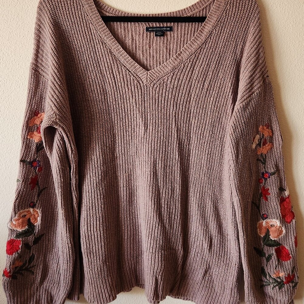 American Eagle Floral Embroidered Sweater